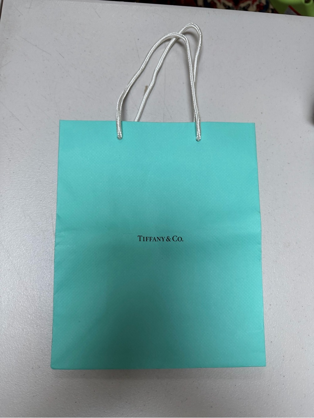 Tiffany & Co. Signature Blue Paper Tote with White Rope Handles